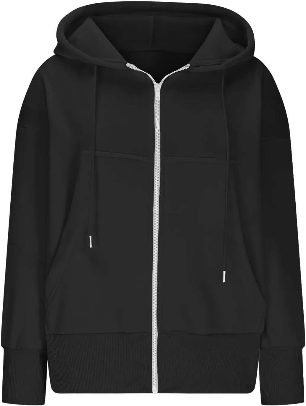 Womens Oversized Full Zip Up Hoodie with Pockets Fleece Sweatshirt Fall Winter Warm Casual Loose Apparel Clothes