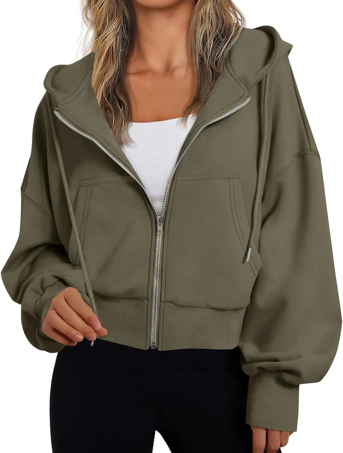 Womens Oversized Full Zip Up Hoodie with Pockets Fleece Sweatshirt Fall Winter Warm Casual Loose Apparel Clothes