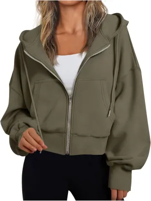 Womens Oversized Full Zip Up Hoodie with Pockets Fleece Sweatshirt Fall Winter Warm Casual Loose Apparel Clothes