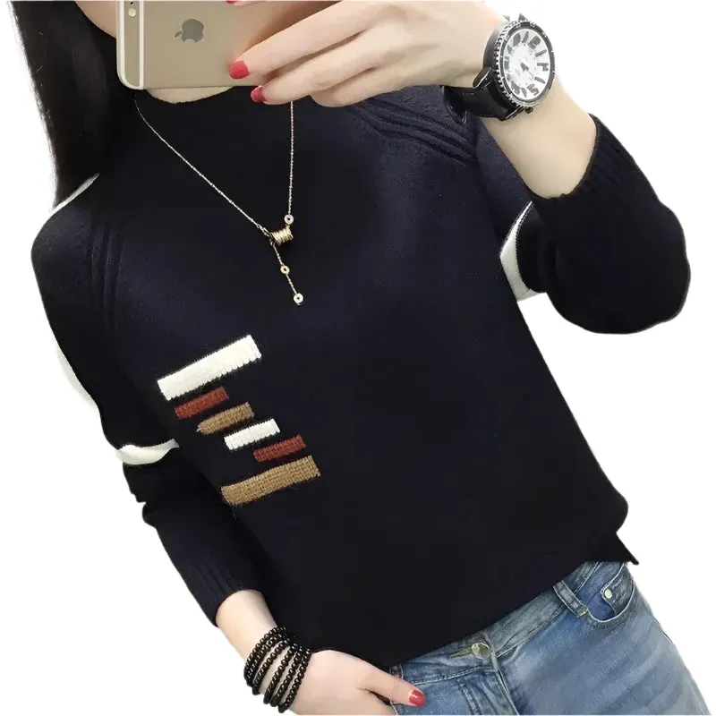 Women’s Turtleneck Sweater – Autumn & Winter Warm Knitwear, Casual Solid Brown Knit Pullover, Korean Fashion Bottoming Shirt