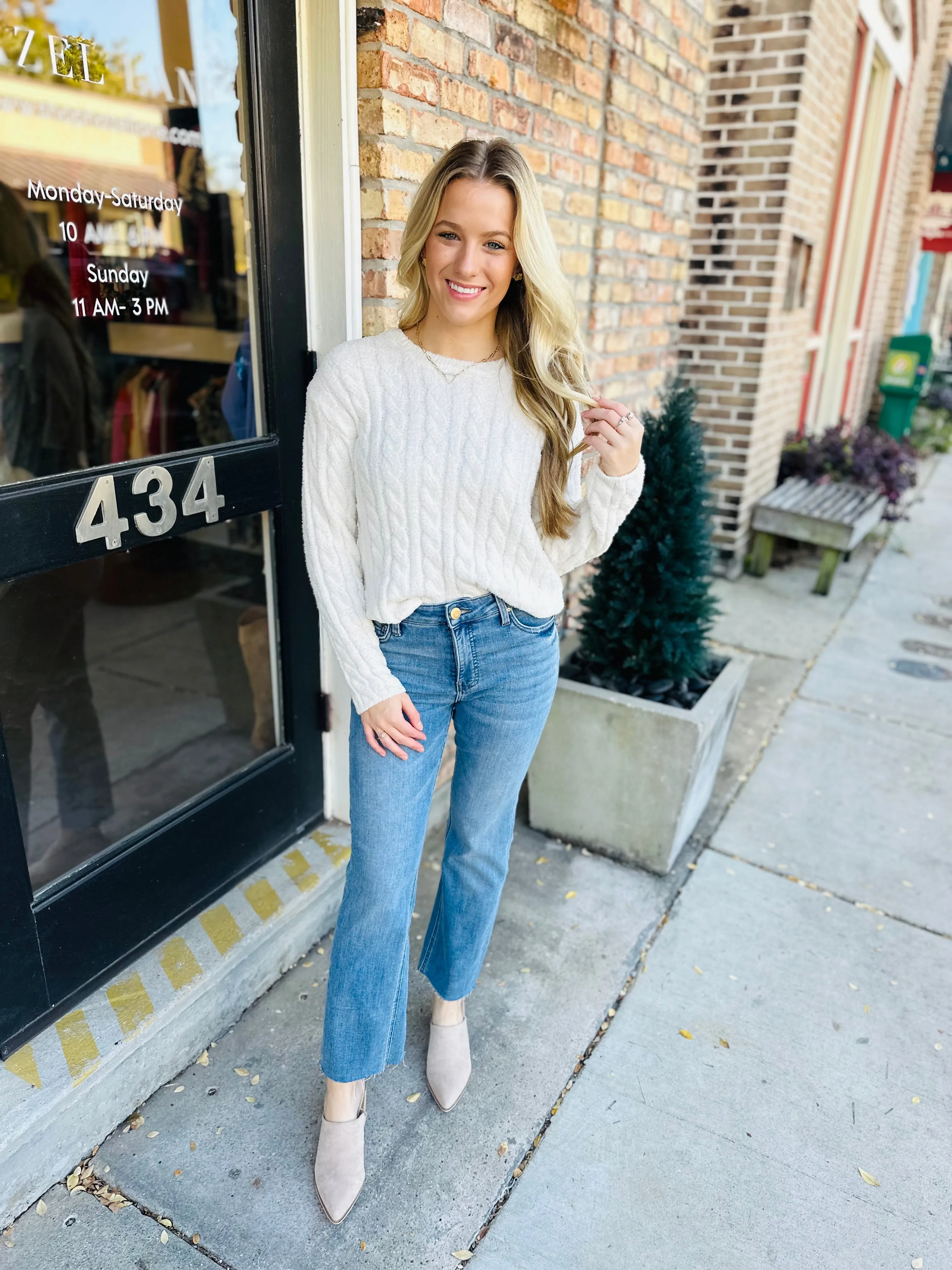 Z Supply Carol Cable Knit Sweater- Sea Salt