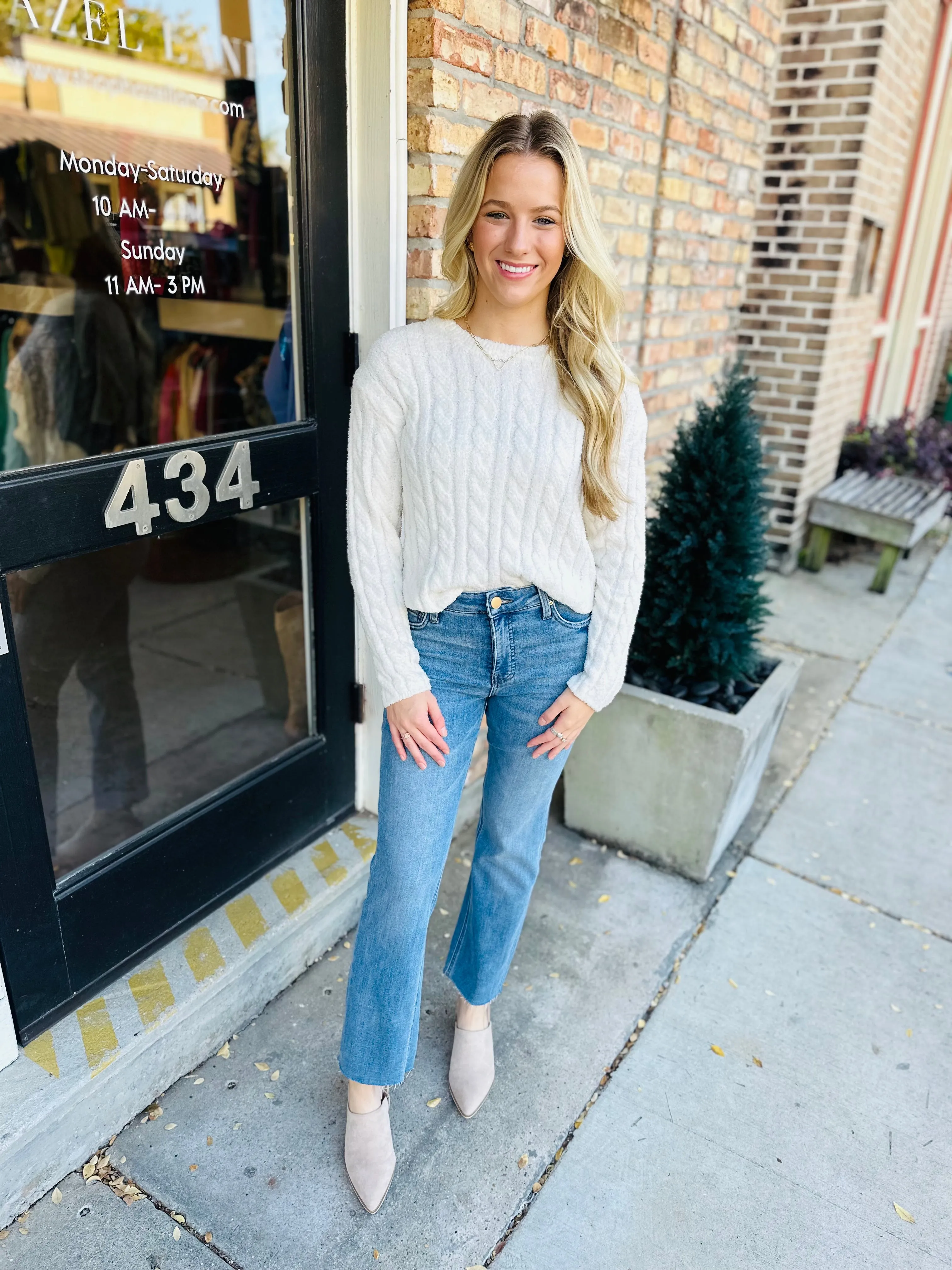 Z Supply Carol Cable Knit Sweater- Sea Salt